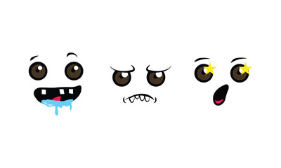 Expressive eyes and mouth smiling character face icon