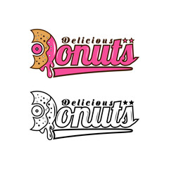 Logo donuts delicious illustration template design