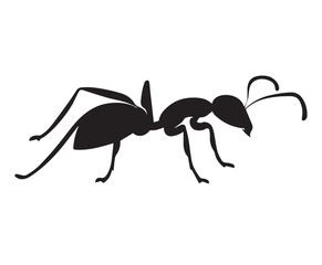 Ant vector silhouette black color, ant animal vector silhouette