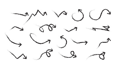 Obraz premium set different shape hand-drawn arrows. Vector graphic design.