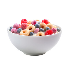 Bowl of cereal isolated on white PNG transparent background