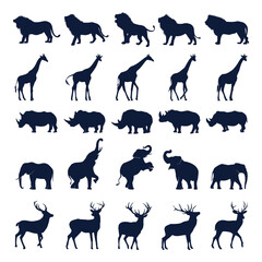 Collection of vector animal silhouettes
