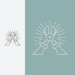 cutting logo as hipster gear modern sign template. logo with monoline style,
