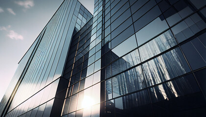 Fototapeta na wymiar Reflective skyscrapers business office buildings Ai generated image