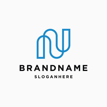 initials n or nu logo vector designs template