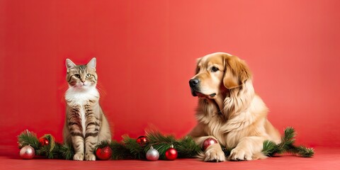 cat and dog christmas with generative ai