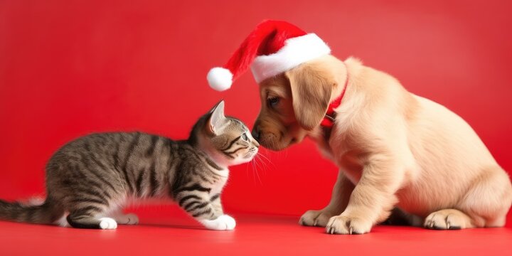 cat and dog christmas with generative ai