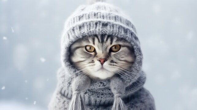 cat winter season with generative ai