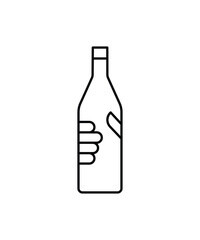 hand holding bottle of wine icon, vector best line icon.