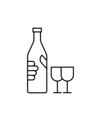 bottle with glass icon, vector best line icon.