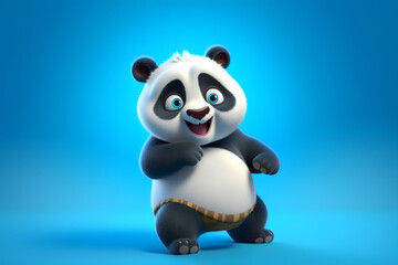 Cute 3d Cartoon Panda happy and enjoying, 3d Cartoon panda, Cute 3d Cartoon panda created with generative AI
