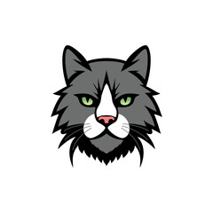 simple sticker cute cat head vector illustration template design