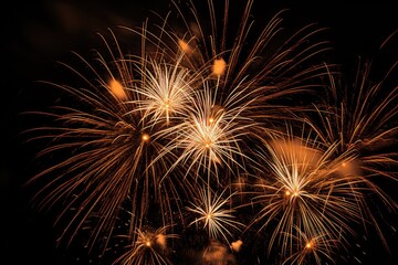 five multicolored fireworks on a black background