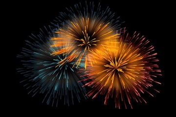 five multicolored fireworks on a black background
