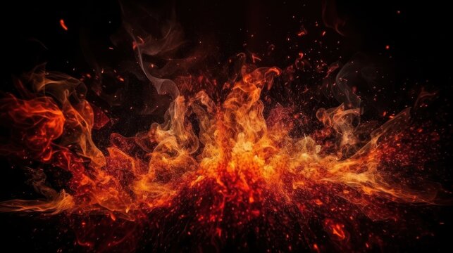fire burning in the fireplace HD 8K wallpaper Stock Photographic Image