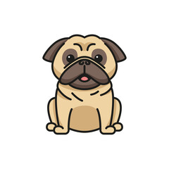 Cute pug dog isolated on white background. Vector illustration.