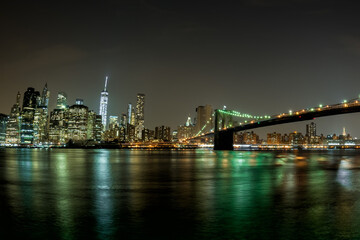 Naklejka na ściany i meble new york cityscape night view from brooklyn
