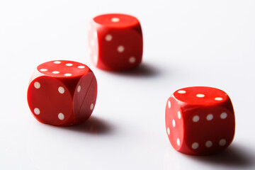 Red dices on white background