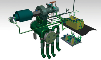 steam turbine coal power plant 3D illustration © Richard