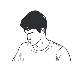 Smiling man portrait, drawn style