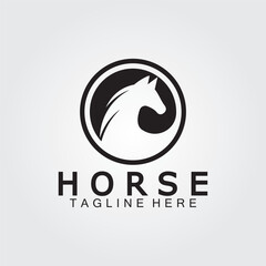 Black horse head silhouette logo vector illustration