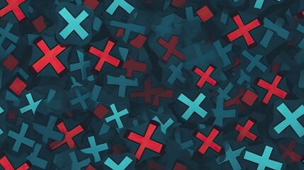 Fototapeta na wymiar Tile pattern design featuring flat color crosses. The simple and modern design makes it versatile for various contexts, from religious to decorative. Generative AI
