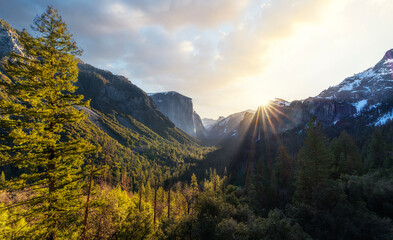 Fototapeta premium panorama photo of yosemite national park view