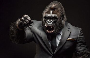 Angry Gorilla Business metaphor, 800-pound Gorilla concept, Generative AI