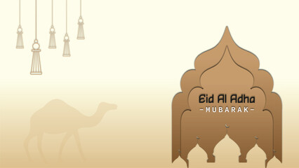 Minimalist template design poster banner background for Eid al-Adha celebration of Muslims