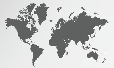 Fototapeta na wymiar World map vector, isolated on white background.