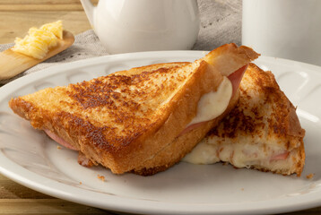 Brazilian misto quente. Toasted bread with cheese and ham.