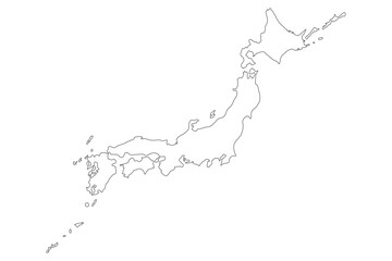イラスト素材：日本全体地図　都道府県境界線