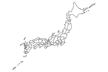 イラスト素材：日本全体地図　都道府県境界線
