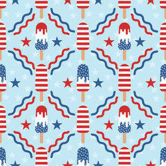 Fototapeta na wymiar USA flag themed ice pops pattern