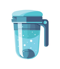 Blue bottle symbolizes purified water freshness