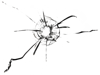 Cracks on the glass from gunshots. Broken window texture.