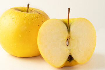 Yelow apples isolated on white background.