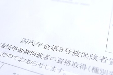 Fototapeta premium 国民年金第3号被保険者該当通知書の一部