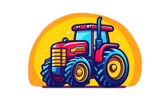 Colorful Tractor sticker Design. Generative Ai