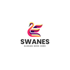 Vector Logo Illustration Swan Gradient Colorful Style