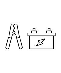 battery with jumper icon, vector best line icon.