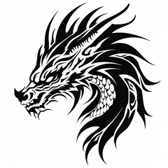 Obraz premium black and white dragon head tattoo