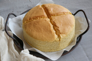 Healthy homemade pastry. Lemon Sponge Cake. Made from fresh lemon, grated lemon peels, sugar, butter, cream and eggs