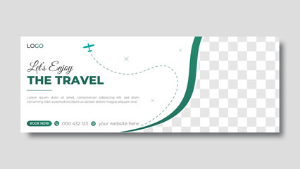 Modern abstract green color  travel Facebook cover design vector template for travel agency, Social media cover or banner., Corporate business cover layout, fully editable.