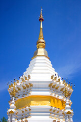 The white pagoda in Thai temple of northen thailand