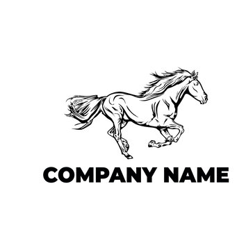HORSE runing logo design vector