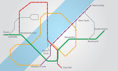 Navigation, gps and map for travel or location with roadmap lines, dots or color guide for city....