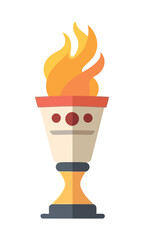 Burning torch sport celebration on white backdrop