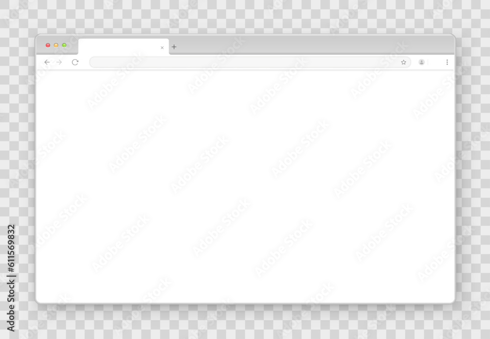 Poster the design of the web browser window in white on a transparent background. an empty layout of the we