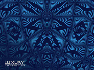 Dark blue background. Modern curved lines abstract presentation background. Luxury paper cut background. Abstract decoration, golden pattern, halftone gradient, 3d vector illustration.